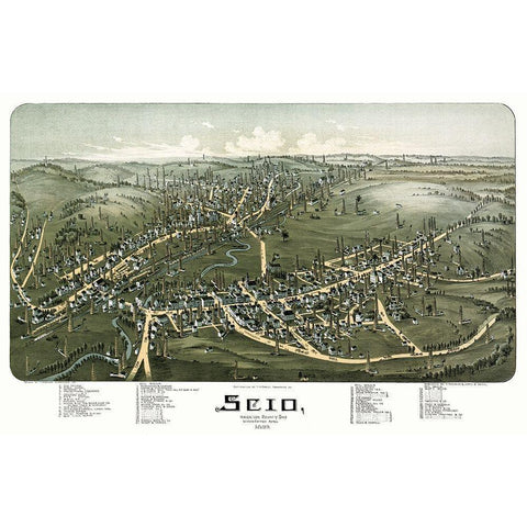 Scio Ohio - Fowler 1899 Gold Ornate Wood Framed Art Print with Double Matting by Fowler