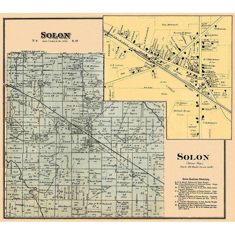 Solon Ohio Landowner - Titus 1876 White Modern Wood Framed Art Print by Titus