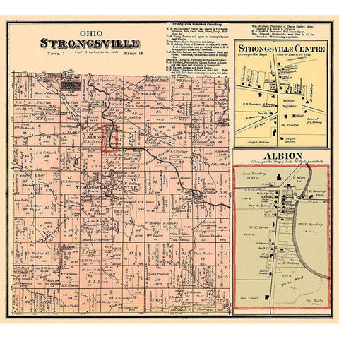 Strongsville Ohio Landowner - Titus 1876 White Modern Wood Framed Art Print by Titus