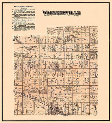 Warrensville Ohio Landowner - Titus 1876 Black Ornate Wood Framed Art Print with Double Matting by Titus
