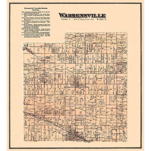 Warrensville Ohio Landowner - Titus 1876 Gold Ornate Wood Framed Art Print with Double Matting by Titus