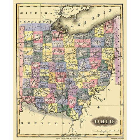 Ohio - Lucas 1823 Black Modern Wood Framed Art Print by Lucas