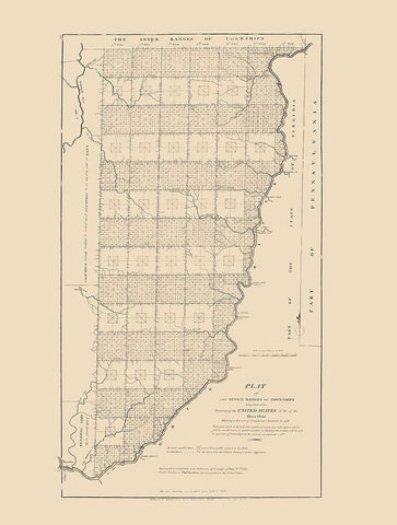 Ohio Territory - Hutchins 1814 Black Ornate Wood Framed Art Print with Double Matting by Hutchins