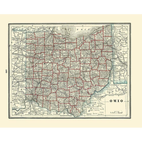 Ohio - Rathbun 1893 Gold Ornate Wood Framed Art Print with Double Matting by Rathbun