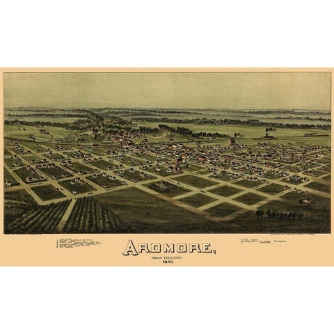 Ardmore Oklahoma - Fowler 1891 White Modern Wood Framed Art Print by Fowler