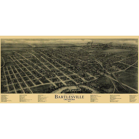 Bartlesville Oklahoma - Fowler 1917 Black Modern Wood Framed Art Print by Fowler