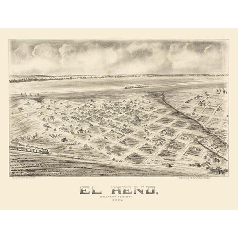 El Reno Oklahoma - Fowler 1891 Black Modern Wood Framed Art Print by Fowler