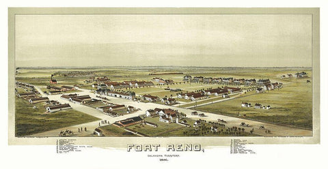 Fort Reno Oklahoma - Fowler 1891 Black Ornate Wood Framed Art Print with Double Matting by Fowler