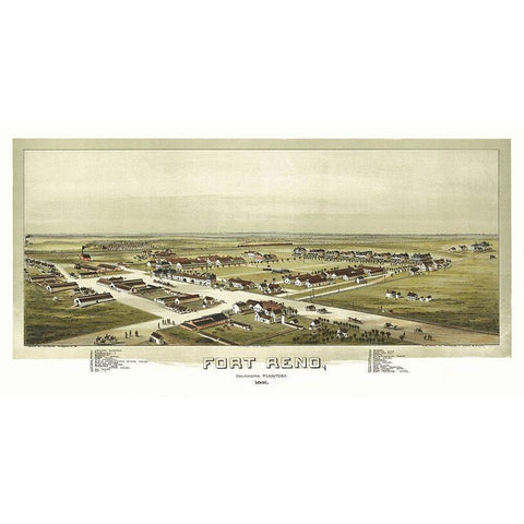 Fort Reno Oklahoma - Fowler 1891 Black Modern Wood Framed Art Print with Double Matting by Fowler