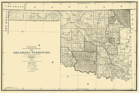 Oklahoma Arapahoe Territory - 1894 Black Ornate Wood Framed Art Print with Double Matting by King