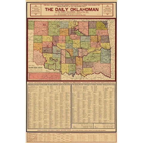 Oklahoma Indian Territory - Geographical Pub 1905 Black Modern Wood Framed Art Print with Double Matting by Geographical Pub