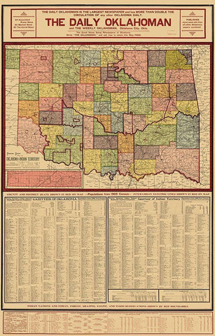 Oklahoma Indian Territory - Geographical Pub 1905 Black Ornate Wood Framed Art Print with Double Matting by Geographical Pub