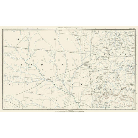 Oklahoma Indian Territory and Surrounding States Gold Ornate Wood Framed Art Print with Double Matting by Bien