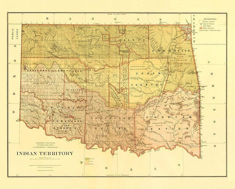 Oklahoma Indian Territory - Roeser 1879 Black Ornate Wood Framed Art Print with Double Matting by Roeser