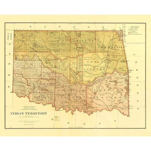 Oklahoma Indian Territory - Roeser 1879 White Modern Wood Framed Art Print by Roeser