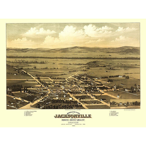 Jacksonville Oregon - Walpole 1883 White Modern Wood Framed Art Print by Walpole
