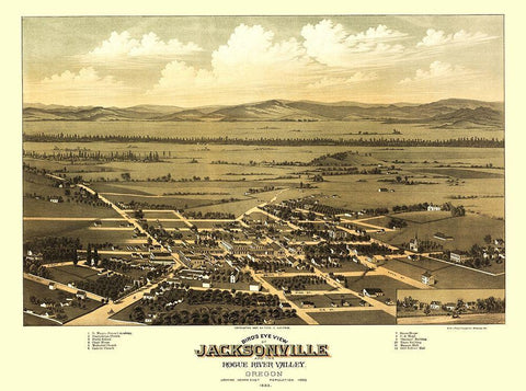 Jacksonville Oregon - Walpole 1883 Black Ornate Wood Framed Art Print with Double Matting by Walpole