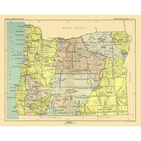 Oregon - Hoen 1896 White Modern Wood Framed Art Print by Hoen