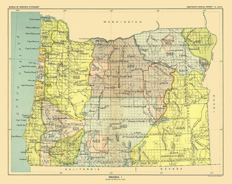Oregon - Hoen 1896 Black Ornate Wood Framed Art Print with Double Matting by Hoen