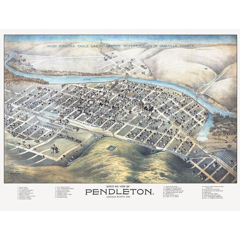Pendleton Oregon - Dakin 1890 Black Modern Wood Framed Art Print by Dakin