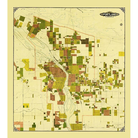 Portland Oregon - Crocker 1901 Gold Ornate Wood Framed Art Print with Double Matting by Crocker