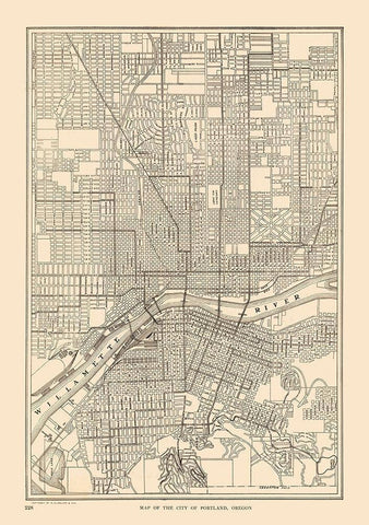 Portland Oregon - Reynold 1921 Black Ornate Wood Framed Art Print with Double Matting by Reynold