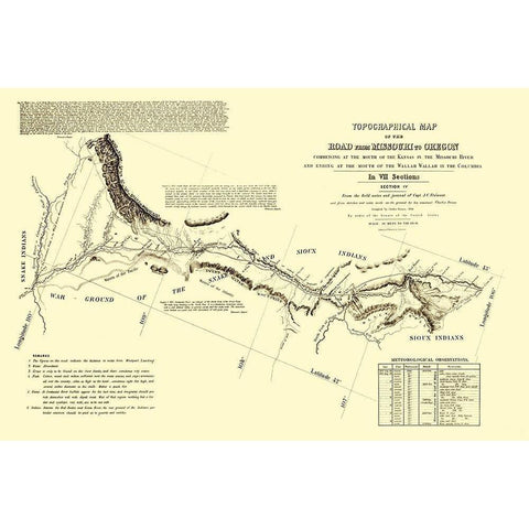 Oregon Trail Wyoming 4 of 7 - Fremont 1846 Black Modern Wood Framed Art Print with Double Matting by Fremont