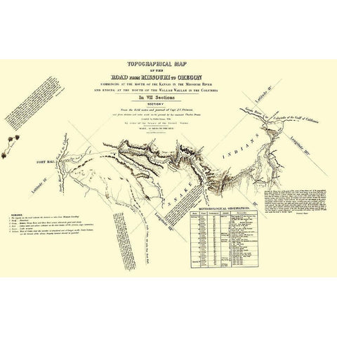 Oregon Trail Idaho 5 of 7 - Fremont 1846 Black Modern Wood Framed Art Print by Fremont