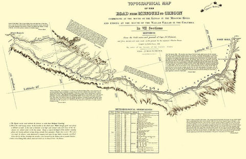 Oregon Trail Idaho 6 of 7 - Fremont 1846 Black Ornate Wood Framed Art Print with Double Matting by Fremont