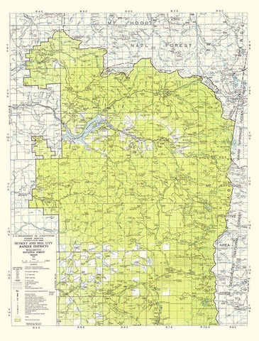 Willamette National Forest Oregon - USDA 1964 Black Ornate Wood Framed Art Print with Double Matting by USDA