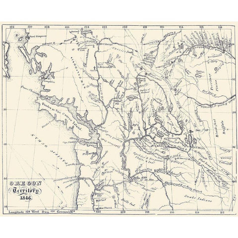 Oregon Territory - 1846 White Modern Wood Framed Art Print by Unknown