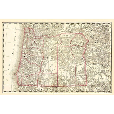 Oregon - 1879 Black Modern Wood Framed Art Print with Double Matting by Unknown