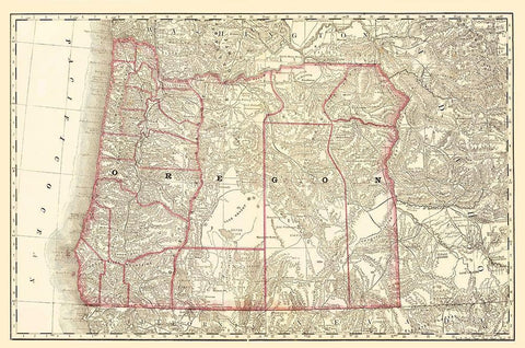 Oregon - 1879 Black Ornate Wood Framed Art Print with Double Matting by Unknown
