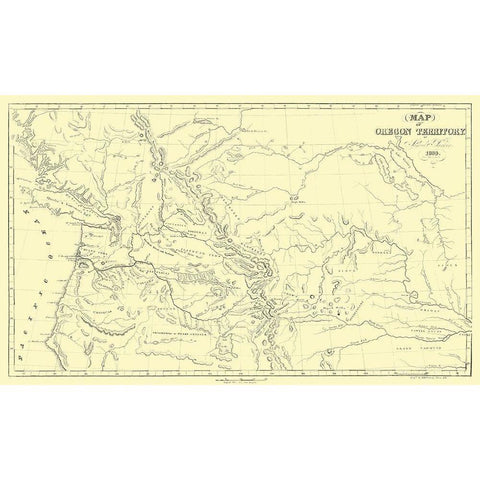 Oregon Territory - Parker 1838 Black Modern Wood Framed Art Print by Parker