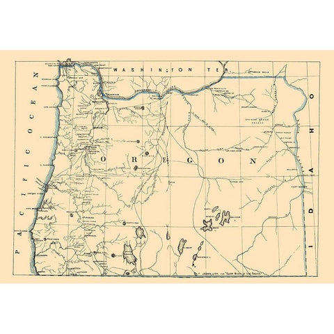 Oregon - Holdredge 1866 Gold Ornate Wood Framed Art Print with Double Matting by Holdredge