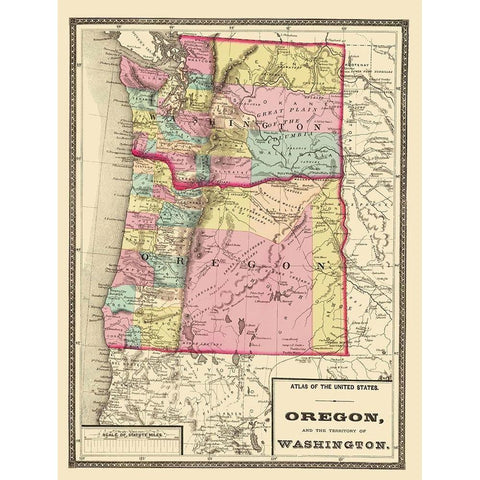 Oregon, Washington - Baltimore 1873 White Modern Wood Framed Art Print by Baltimore