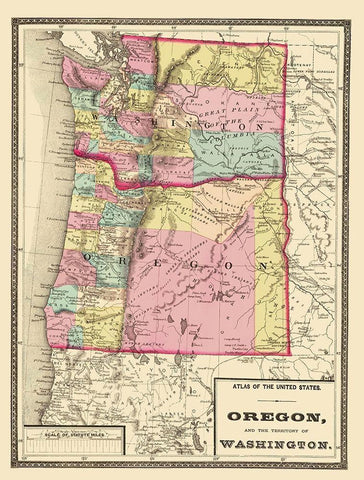 Oregon, Washington - Baltimore 1873 Black Ornate Wood Framed Art Print with Double Matting by Baltimore