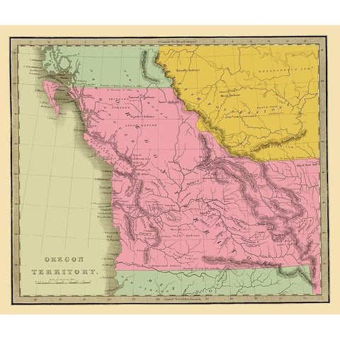 Oregon Territory - Battleboro 1840 Gold Ornate Wood Framed Art Print with Double Matting by Battleboro
