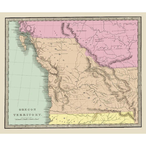 Oregon Territory - Illman 1833 Gold Ornate Wood Framed Art Print with Double Matting by Illman