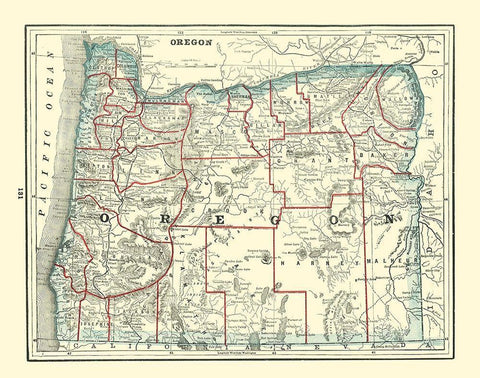 Oregon - Rathbun 1893 Black Ornate Wood Framed Art Print with Double Matting by Rathbun