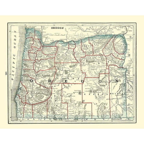 Oregon - Rathbun 1893 Black Modern Wood Framed Art Print with Double Matting by Rathbun