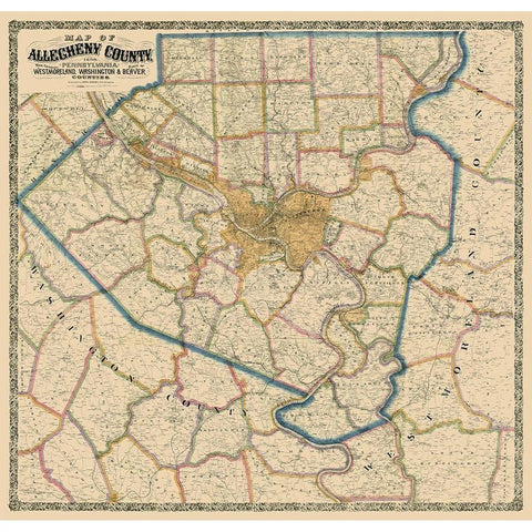 Alleghany County Pennsylvania - Krebs 1890 Black Modern Wood Framed Art Print by Krebs