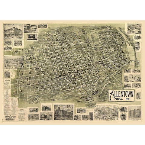 Allentown Pennsylvania -Alsop 1901 White Modern Wood Framed Art Print by Alsop