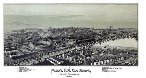 Altoona Pennsylvania - Moyer 1895 Black Ornate Wood Framed Art Print with Double Matting by Moyer