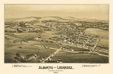 Alburtis Pennsylvania - Moyer 1893 Black Ornate Wood Framed Art Print with Double Matting by Moyer