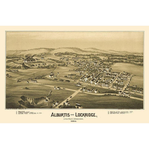 Alburtis Pennsylvania - Moyer 1893 White Modern Wood Framed Art Print by Moyer
