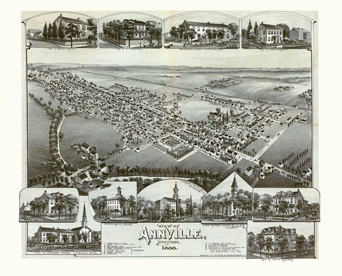 Annville Pennsylvania - Moyer 1888 Black Ornate Wood Framed Art Print with Double Matting by Moyer