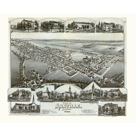 Annville Pennsylvania - Moyer 1888 Gold Ornate Wood Framed Art Print with Double Matting by Moyer