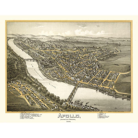 Apollo Pennsylvania - Moyer 1896 Black Modern Wood Framed Art Print by Moyer