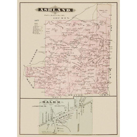 Ashland, Salem Pennsylvania Landowner Gold Ornate Wood Framed Art Print with Double Matting by Caldwell